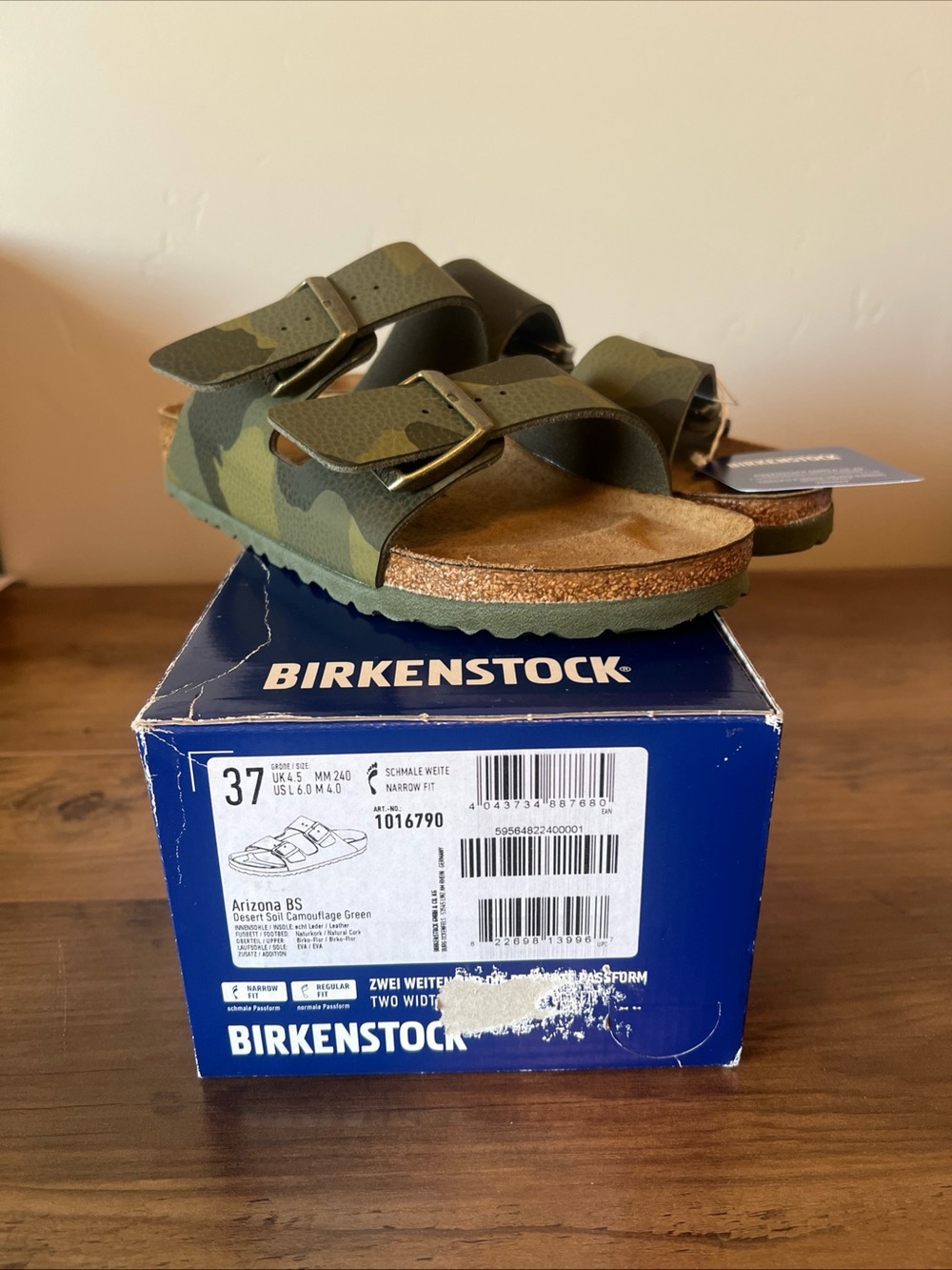Birkenstock Arizona BS EU 37 Ladies 6 men’s 4 Narrow fit Camouflage Green